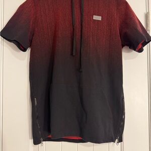 Hudson Jeans Red and Black Short-Sleeve Hoodie